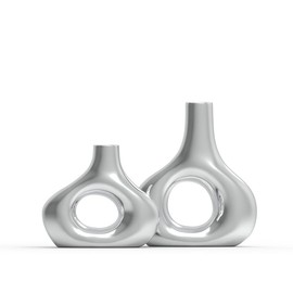 ALCU Ellipse Horizon Vase Set of 2 – Modern Oval Decorative Pots for Succulents, Flowers & Indoor Plants – Minimalist Home & Garden Vases – Durable & Weather-Resistant for Indoor & Outdoor Use