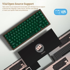 Womier 75% Keyboard with QMK/VIA, WD75 Wood Gaming Keyboard 8000mAh Battery, Tri-Mode Wireless Mechanical Custom Key Board RGB Hot Swappable with Translucent Clear Keycaps-POM Linear Switch