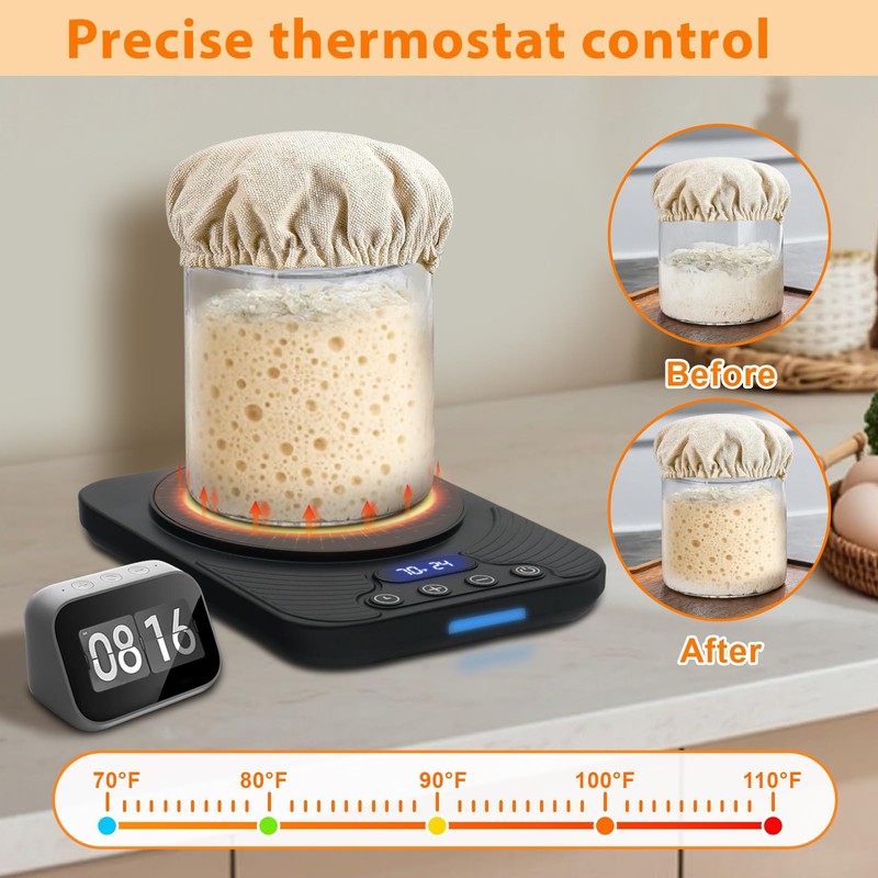 xoermioy Sourdough Starter Warmer – Precise Thermostat (70-110°F), Intelligent Memory