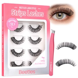 Beetles False Eyelashes Russian Strip Lashes 5 Pairs Fluffy Fake Lashes 11-18mm Length Dramatic 3D Design DIY Eyelashes with Tweezer Obsessing (SFO001, 11-18mm)