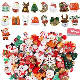 Pack of 60 Mini Christmas Decoration Figures, Christmas Miniature Ornament Kits Resin Miniature Small Figure Resin Mini Accessories Christmas Decoration Confetti Table Decoration for Christmas Party