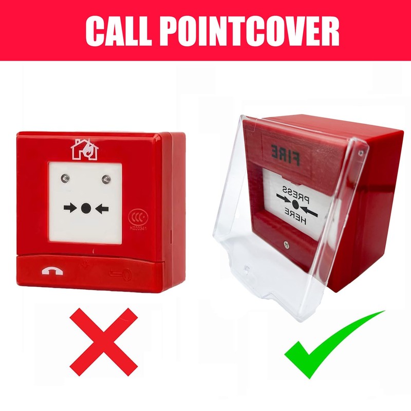 6Pcs Call Point Cover,Hinged Clear Fire Alarm Protective Covers,Compatible with