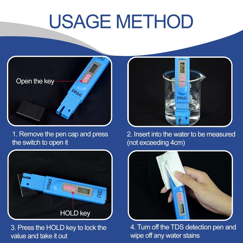 Bettinay 2 PCS Waterproof TDS Meter Digital Water Tester with