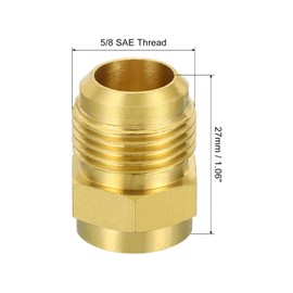 PATIKIL 5/8 SAE Male Thread Brass Flare Tube Fitting, 2 Pack Pipe Adapter Connector for Plumbing HVAC Air Conditioner