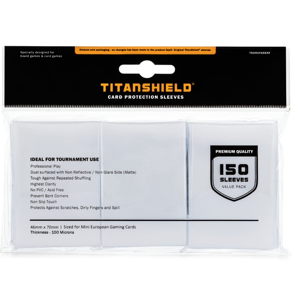 TitanShield (150 Sleeves) Mini European Sized Board Game Card Sleeves