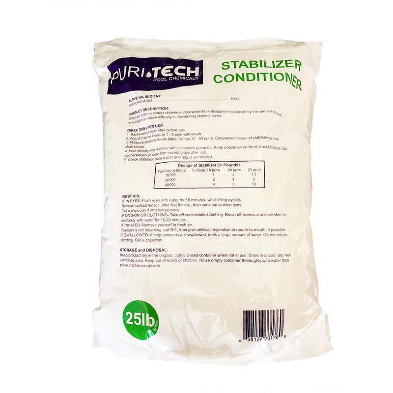 PuriTech Stabilizer Conditioner Cyanuric Acid UV Protection for Swimming Pools