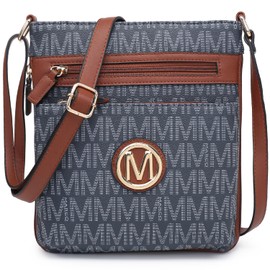 MARCO M KELLY - Bolsas cruzadas para mujer, de piel vegano, con múltiples bolsillos con cierre, bolsos cruzados, de moda monograma, M-azul oscuro