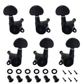 Banworks 3L3R Guitar Locking Tuning Pegs 16:1 Ratio Sealed Guitar String Tuning Keys Machines with 45 Degree Fixing Tag for Les Paul LP SG Guitar 6Pcs JT/ZSJXQ-03 Black with Half Round Button