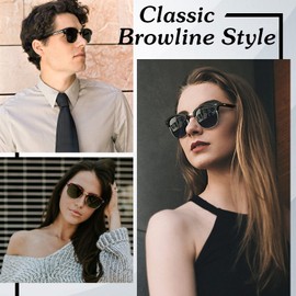 ANZIW Polarized Sunglasses Men Women,Semi Rimless Retro Shades UV400 Protection