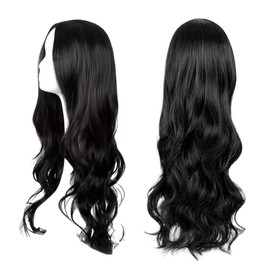 SDXCJY Wave Wig Long Curly Wigs for Women Girls,27’’ Long Wave black Wigs, Women's Charming Full Hair Replacement Synthetic Hair Wigs,Ladies Fancy Dress Wig for Cosplay Party, Daily Use (black)