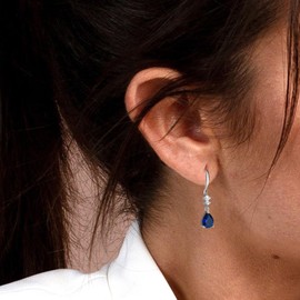 WOVEE Earrings Silver Hanging Silver Earrings Women's 925 Hanging Earrings White/Green/Blue/Pink AAA Cubic Zirconia Drop Pendant Earrings, Cubic Zirconia