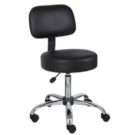 Boss Office Products Be Well Medical Spa Stool with Back in Black