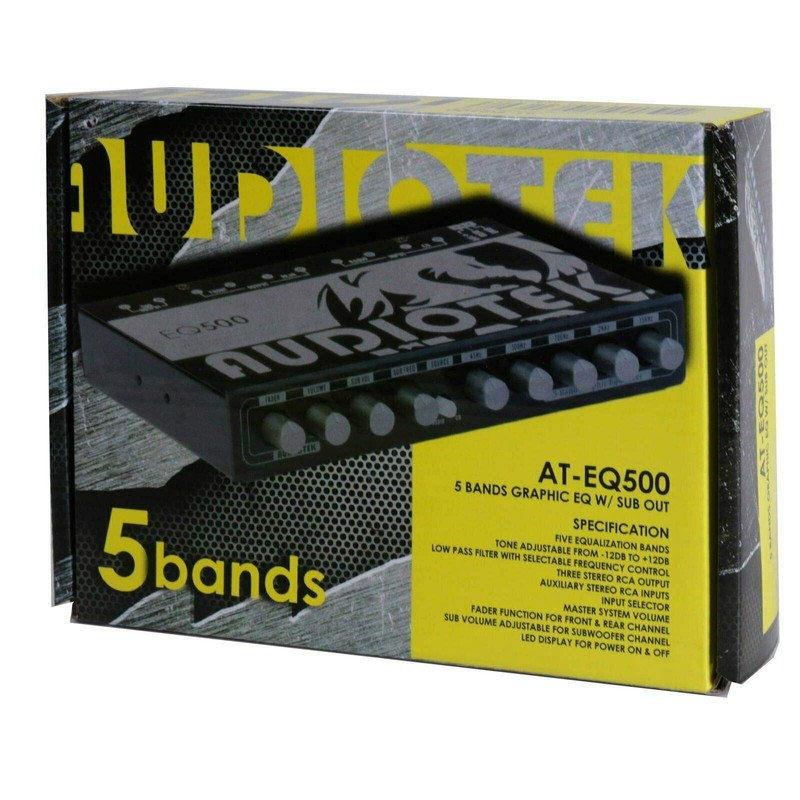 Audiotek AT-EQ500 5-Band Car Audio Graphic Equalizer with Sub Output