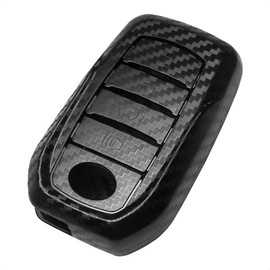 TANGSEN - Funda protectora para llave Compatible con inteligente con 4 botones de entrada sin llave y control remoto 3D, tejido de sarga de fibra de carbono, plástico ABS en relieve