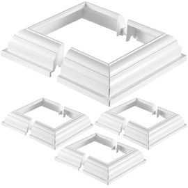 YOFAPA 4 Pcs Vinyl Post Skirts - 4x4 Split Style Vinyl Fence Post Skirts, White Post Sleeves, Vinyl Column Wraps for Outdoor Vinyl Stair Rails, Two-Piece England Base Trims for Porch