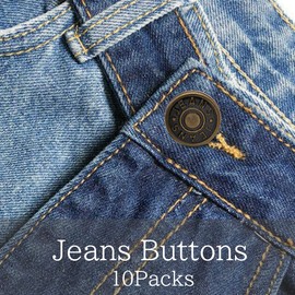 HappyHome Button Jeans Denim Replacement Remake Set of 10 Easy Installation Screw Type DIY Jeans Repair Sewing Craft (#6)