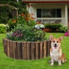 Wood Garden Fence, Natural Wooden Solid Log Edging Border Decorative