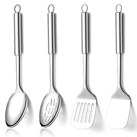 Homquen Kitchen Utensils Set 4pcs, Stainless Steel Cooking Utensils Set, Kitchen Tools Spatulas Set, Cooking Spoons, Home Essentials Kitchen Gadgets Accessories