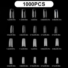 Thyonta 1000PCS French Half Cover False Nails Natural Clear High Material Boxed Manicure Suitable for Women Nail Technicians and Families（Two styles）