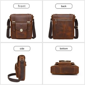 SCHLATUM Messenger Bag for Men Leather Crossbody Shoulder Bag Satchel Travel Bag with Adjustable Strap Phone Pocket