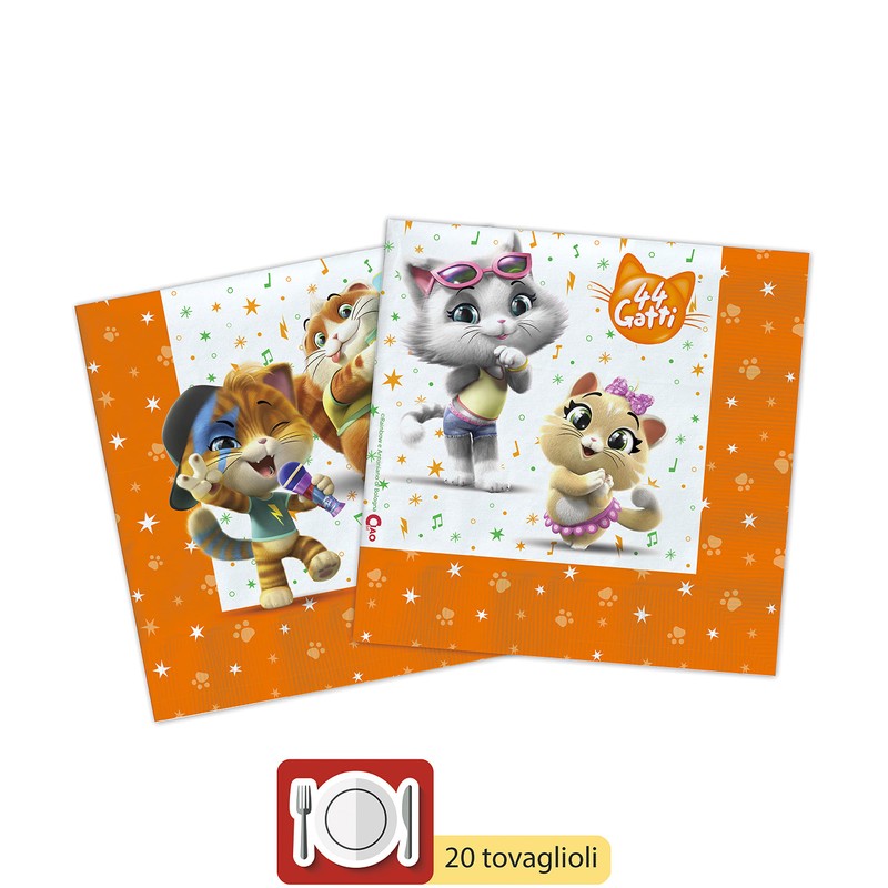 Ciao Y4960 44 Cats Party Tableware Set, Single, Multicoloured, 8