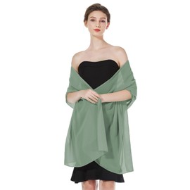 BEAUTELICATE Chiffon Scarf Stole Women's Festive Elegant Scarves Shoulder Scarf Stole for Evening Dresses Bridal Festive Summer Wedding, Jade Green - Plus Size