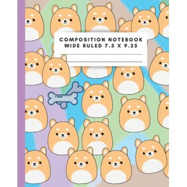 Composition Notebook Wide Ruled – 7.5 x 9.25: Kawaii Corgi Dog Single Subject Exercise Book for School, College or Home