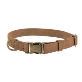 RENEWREVITAL 犬用首輪 ソフトPU製耐久性のあるヘビーデューティー クイックリリース金属バックル付き 子犬用首輪 大型 ブラウン