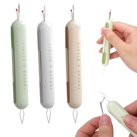 Needle Threaders, Seam Ripper, 3Pcs 2 in 1 Needle Threader Seam Ripper Tool, Needle Threaders Hand Sewing, Stretchable Plug-in Sewing Accessories, Unpicker Sewing Tool for Sewing Crafting Quilting