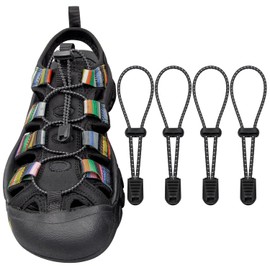 Endoto 2 Pairs Elastic Shoelaces for Keen Newport Water Sandal No Tie Shoe Laces Replacement Stretchy Bungee Strings(Color:Black&White,Size:47Inch)