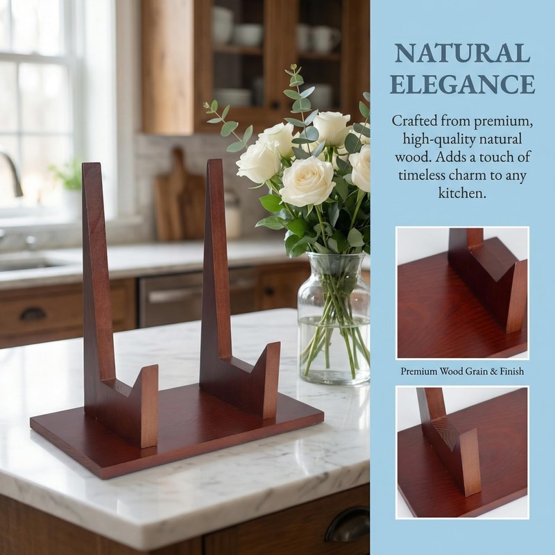 Wooden Cookbook Stand,Multifunctional Kitchen Book Stand,Cookbook Holder for Kitchen Counter
