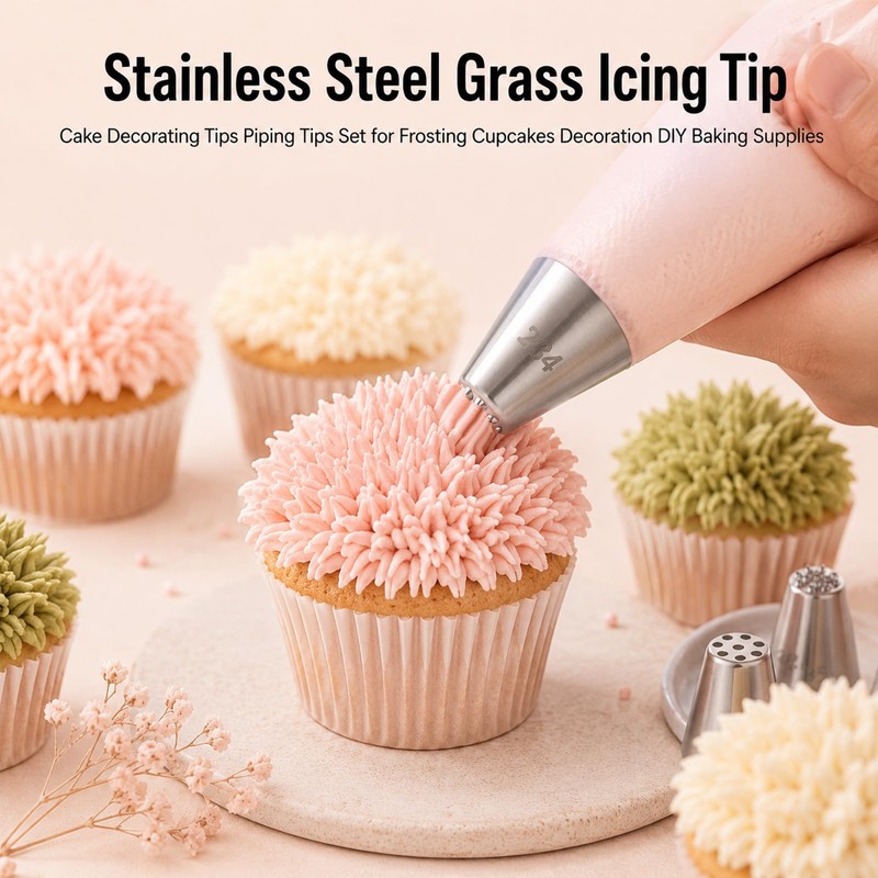 HJZHII 5 Pcs Grass Piping Tip, Stainless Stee Grass Icing