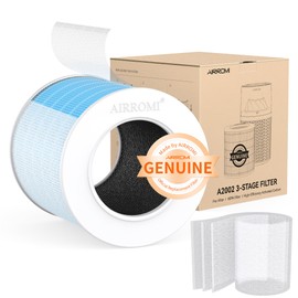 AIRROMI A2002 HEPA Air Purifier Replacement Filter, 4-In-1 Original Filter, Remove 99.97% of 0.3 Micron Particle Blue Smoke Filter 1 Pack