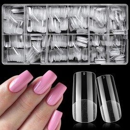 EternalClassic Medium Square Press on Nails 600pcs Pre-shaped Acrylic Nails Kit Full Cover Nails Extensions Soft Gel Nails Tips Half Matte Square Nail Tips Clear Gelly False Nails Tips medium