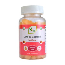 Ved Co Enzyme Q10 Gummies | Support Healthy Heart and Muscles, Promote Cellular Energy, Super Antioxdiant | Vegetarian & Vegan for Men and Women- 60 Chews 30 Days’ Supply