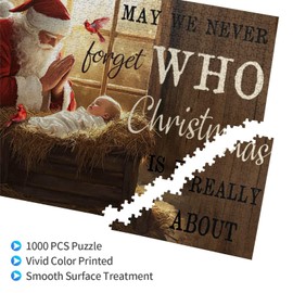 Christmas Jesus Nativity Puzzle 1000 Pieces Jigsaw Puzzles for Adults 29.6" x19.7" Large Christmas Jigsaw Puzzle Winter Santa Claus Decoration for Christmas Jigsaw Family Party Holiday
