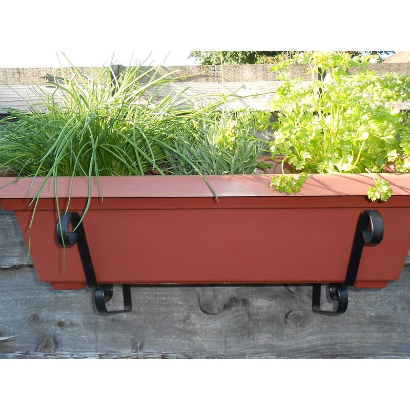 Pair of TROUGH BRACKETS Over the Fence Panel Scroll Design