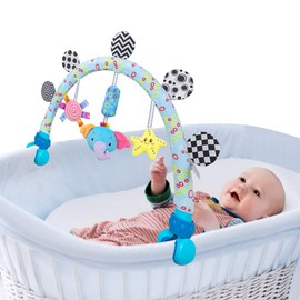 Travel Arch Bassinet Mobile Toys for Infant & Toddlers,Clip on Stroller Toy Crib Accessory & Pram Activity Bar Toy for Indoor and Outdoor (Elephant)