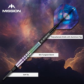 Mission | Celestial Darts | Soft Tip Darts Set | 95% Tungsten Barrel | Coral PVD | Includes Dart Flights and Stems |18g.