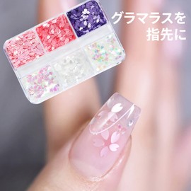 Nail Parts, Cherry Blossom, Hologram, Cherry Blossom, 3D, Nail Deco Parts, Sequins, Nail Art, Accessory Parts, Gel Nails, Resin Enclosed Parts, Nail Design, Decorative Accessories