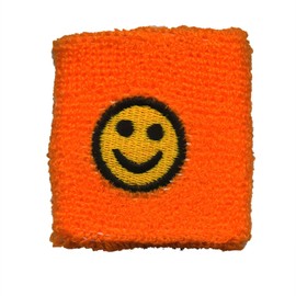 'Freak Scene® Smiley Fingerless Sweatband Terry -2 M/Smily Smilie Face Light, All Colours - 7 cm Orange