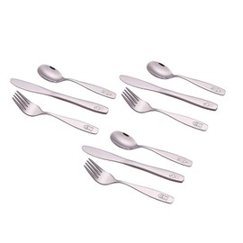 ANNOVA Kids Silverware Children's Safe Flatware Set Stainless Steel - Children Forks, Children Tablespoons, Toddler Utensils, Metal Cutlery Set for LunchBox (Stainless Steel, 9)