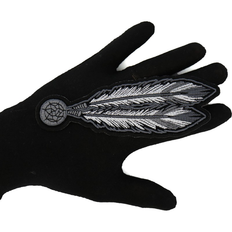 Ivamis Dreamcatcher Feather Patch: Black White - 2.25x6.5 inch -