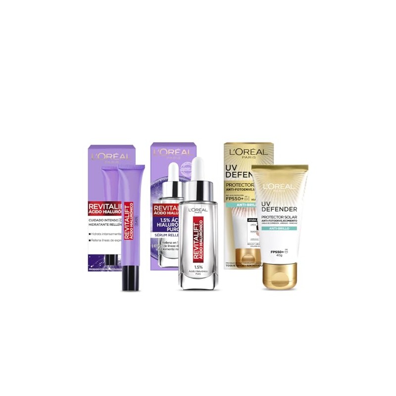 L'Oreal Paris Kit Revitalift Ácido Hialurónico con Serum Facial, Crema