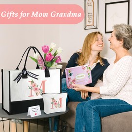 Birthday Gifts for Women Mothers Day Gifts for Mom Wife Grandma Nana Daughter Sister Friends Tote Bag and Makeup Bag H