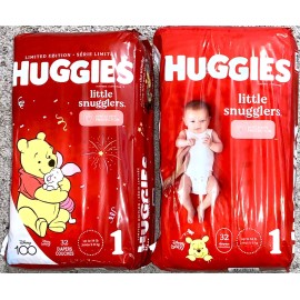 Huggies Little Snugglers Baby Diapers Size 1, Up to 14 Lb. 32 Ct- 2Pk=64 Diapers