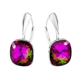 Hanging Earrings Silver 925 Rattle Clasp – Fashion Jewellery Earrings Real Silver for Women and Girls – Drop Earrings Ideal for Gifts for Women, Sterling Silver, Crystal