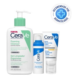 Kit CeraVe Rutina facial limpia hidrata y protege tu piel 3 piezas