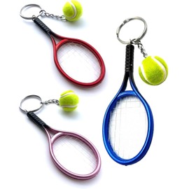 KGDUYC Mini Tennis Racket Key Ring Tennis Ball Key Ring Tennis Theme Gift Tennis Fan Gift Tennis Party Favors Decorations Sports Games Souvenir, Tennis Key Ring