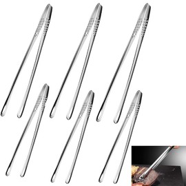 WADY Pinzas para Cocinar Barbacoa, 6 Piezas Pinzas Coreanas para Barbacoa de Acero Inoxidable Pinzas, Pinzas para Alimentos, Pinzas de Suministro de Alimentos para Carne para Cocinar Barbacoa Buffet